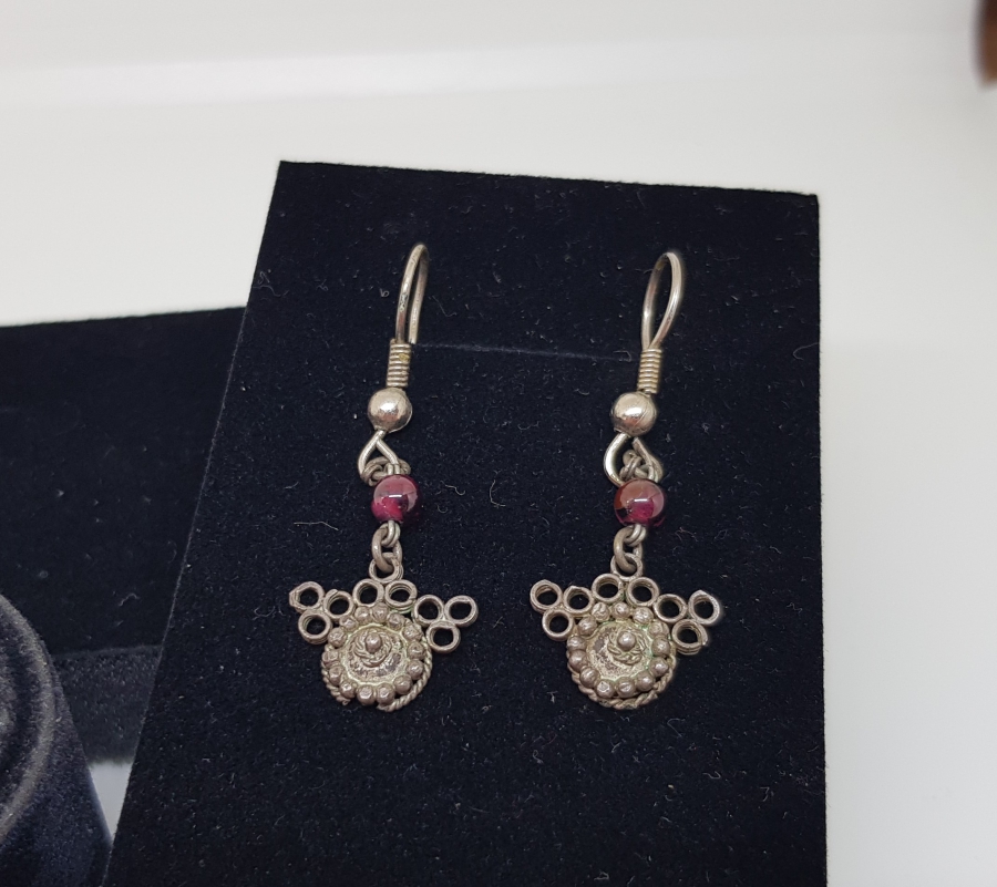 GRANAT TAŞLI ÖZEL YAPIM GÜMÜŞ KÜPE