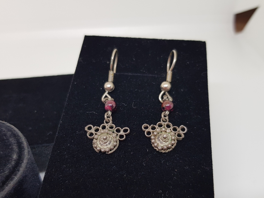 GRANAT TAŞLI ÖZEL YAPIM GÜMÜŞ KÜPE