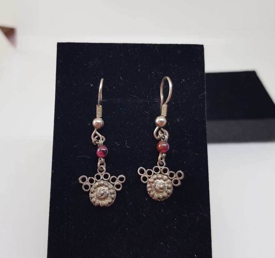 GRANAT TAŞLI ÖZEL YAPIM GÜMÜŞ KÜPE