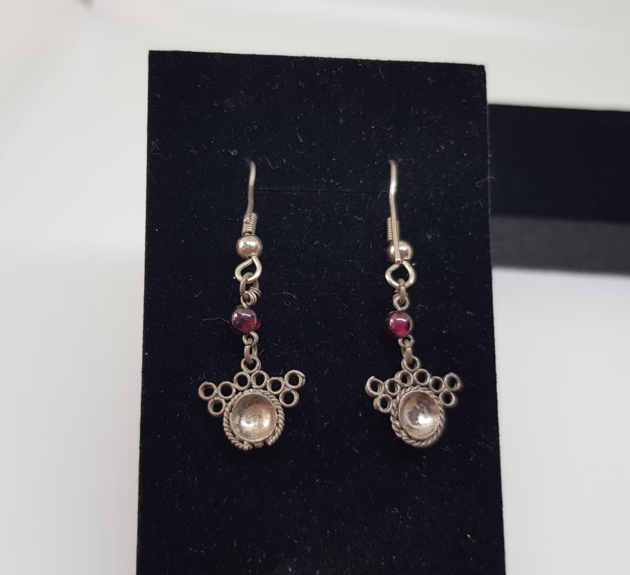 GRANAT TAŞLI ÖZEL YAPIM GÜMÜŞ KÜPE