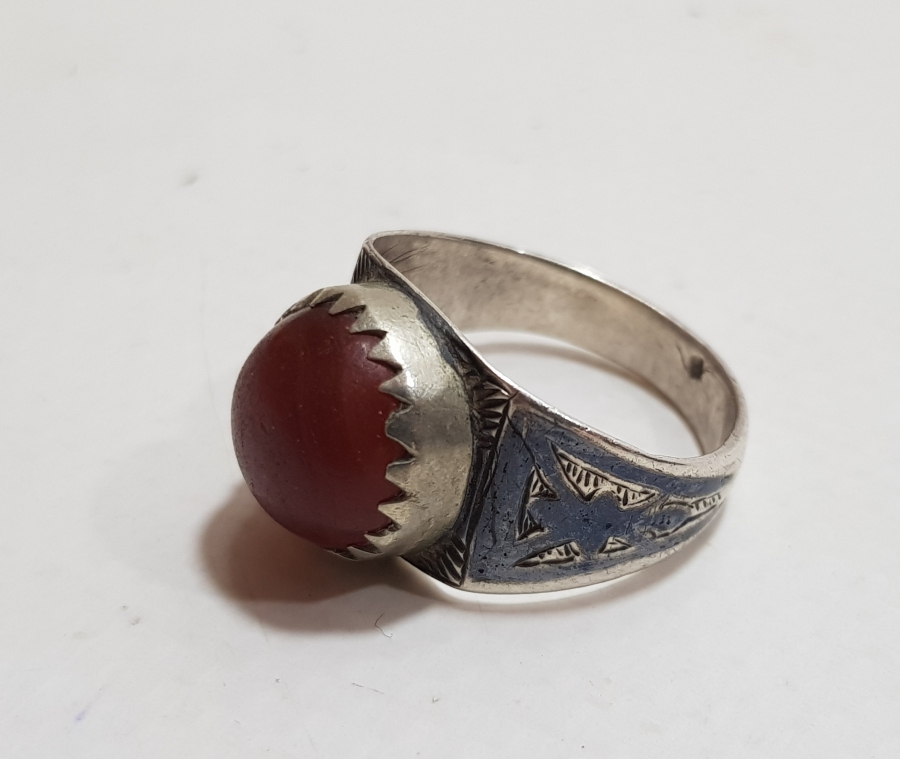 OSMANLI DÖNEMİ VAN İŞİ SAVATLI GÜMÜŞ AKİK TAŞLI YÜZÜK