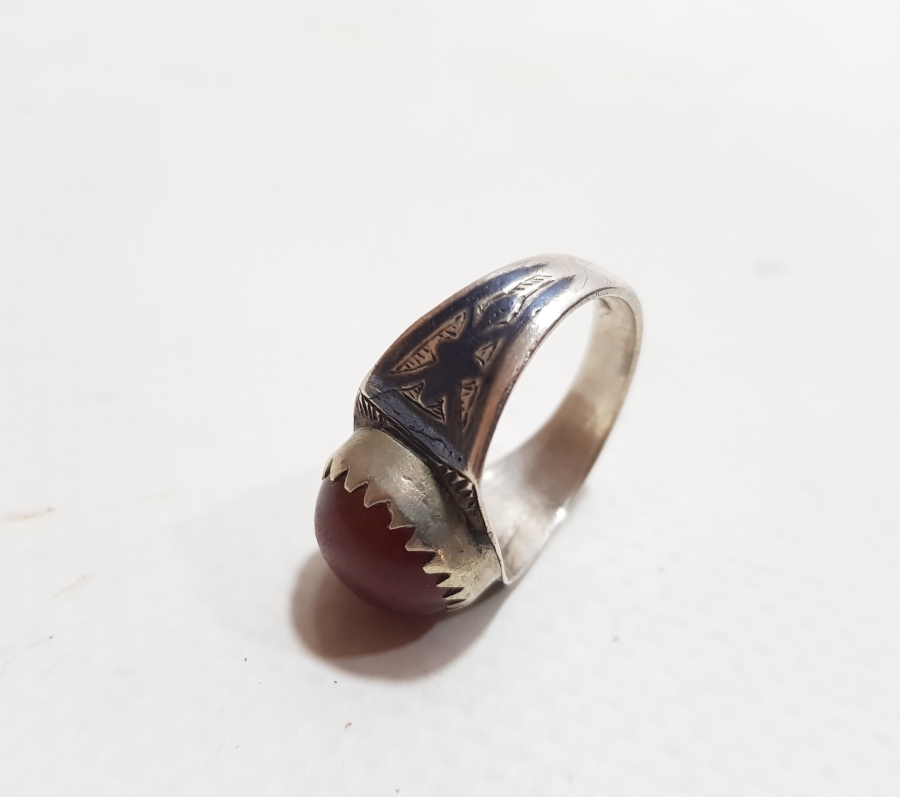 OSMANLI DÖNEMİ VAN İŞİ SAVATLI GÜMÜŞ AKİK TAŞLI YÜZÜK