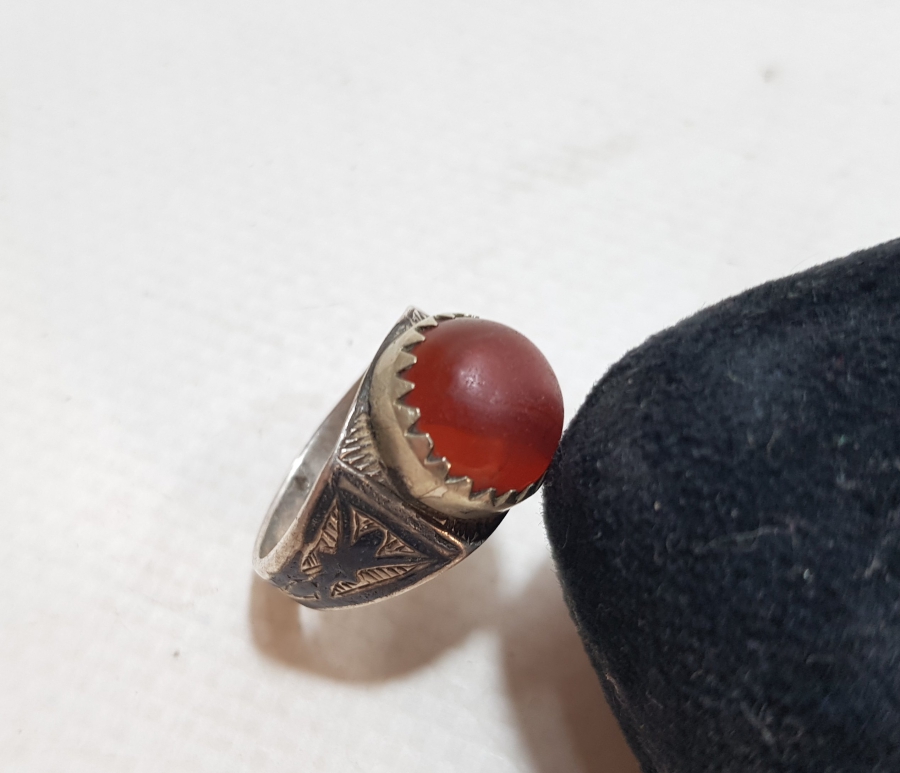 OSMANLI DÖNEMİ VAN İŞİ SAVATLI GÜMÜŞ AKİK TAŞLI YÜZÜK