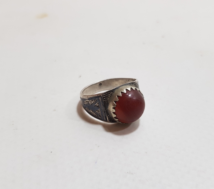 OSMANLI DÖNEMİ VAN İŞİ SAVATLI GÜMÜŞ AKİK TAŞLI YÜZÜK