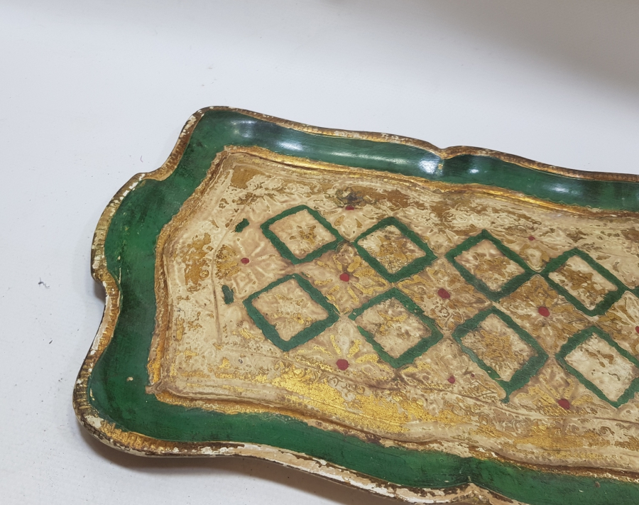 OSMANLI DÖNEMİ LEVANTEN İŞİ ALTIN VERMEYLİ AHŞAP KAHVE TEPSİSİ