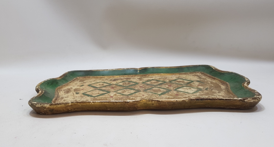 OSMANLI DÖNEMİ LEVANTEN İŞİ ALTIN VERMEYLİ AHŞAP KAHVE TEPSİSİ