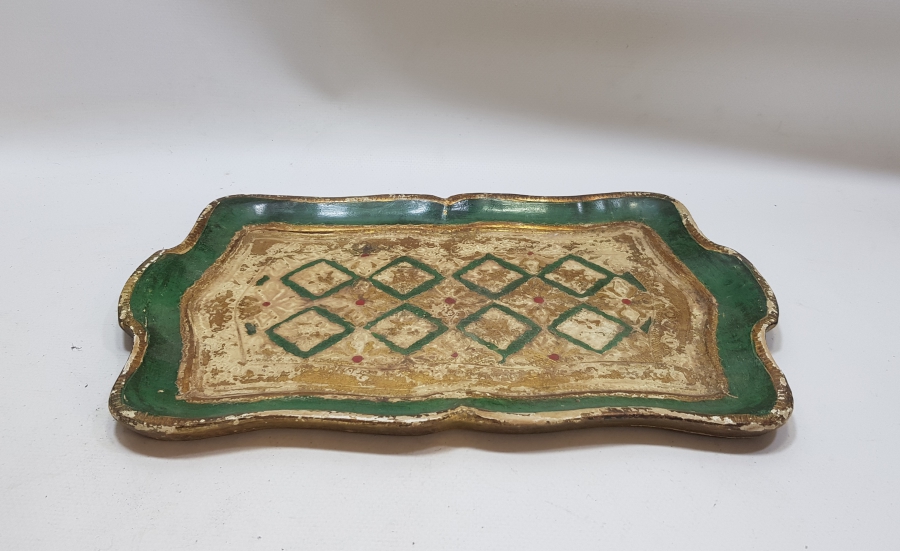 OSMANLI DÖNEMİ LEVANTEN İŞİ ALTIN VERMEYLİ AHŞAP KAHVE TEPSİSİ