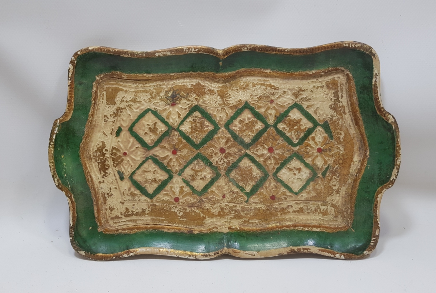 OSMANLI DÖNEMİ LEVANTEN İŞİ ALTIN VERMEYLİ AHŞAP KAHVE TEPSİSİ