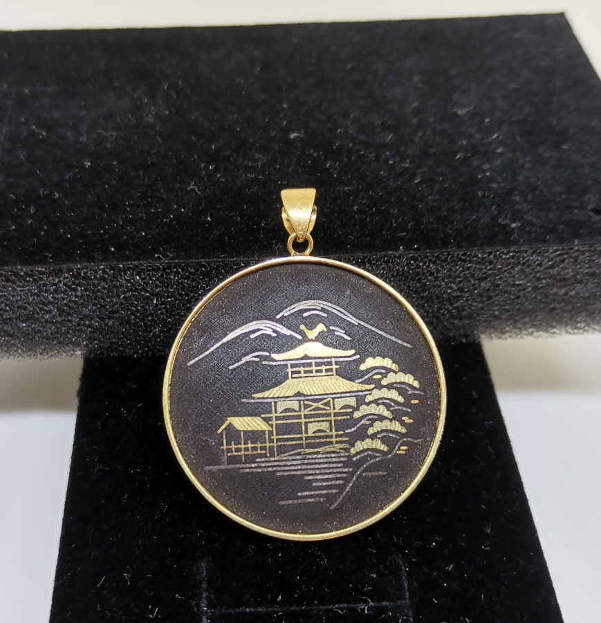 UZAKDOĞU YAPIMI ANTİKA ALTIN VE GÜMÜŞ EZME İŞÇİLİKLİ KOLYE UCU