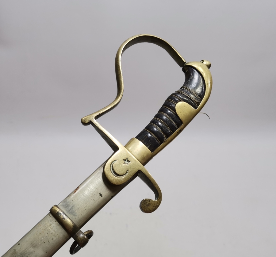 1. DÜNYA SAVAŞI DÖNEMİ BOYNUZ SAPLI VE AY YILDIZLI OSMANLI HAFİF SÜVARİ KILICI