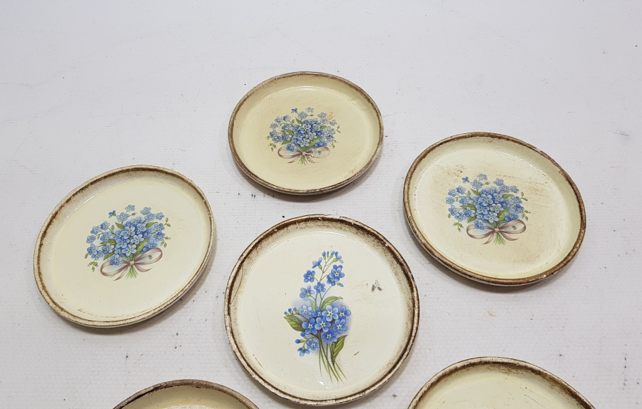 ANTİKA AHŞAP ÇAY TABAĞI ALTI TAKIMI