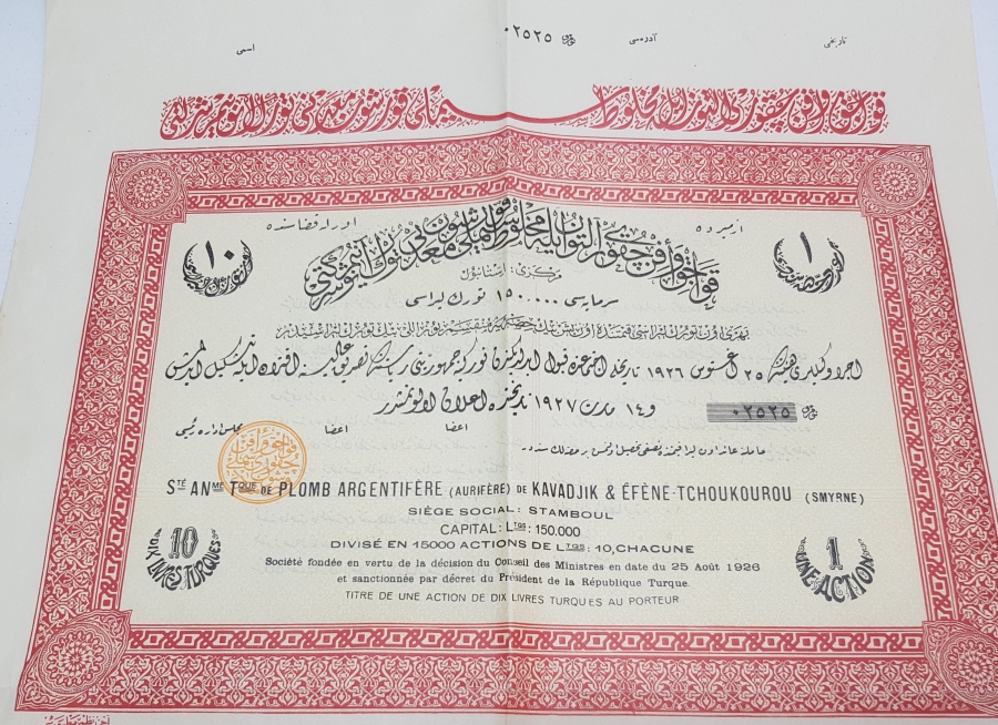 OSMANLI DÖNEMİ HİSSE SENEDİ