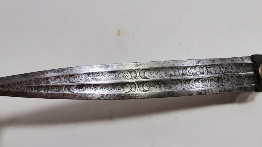 OSMANLI DÖNEMİ NADİR FORMDA 1800 BAŞLARI TAMAMI YAZILI ÇERKES KAMASI