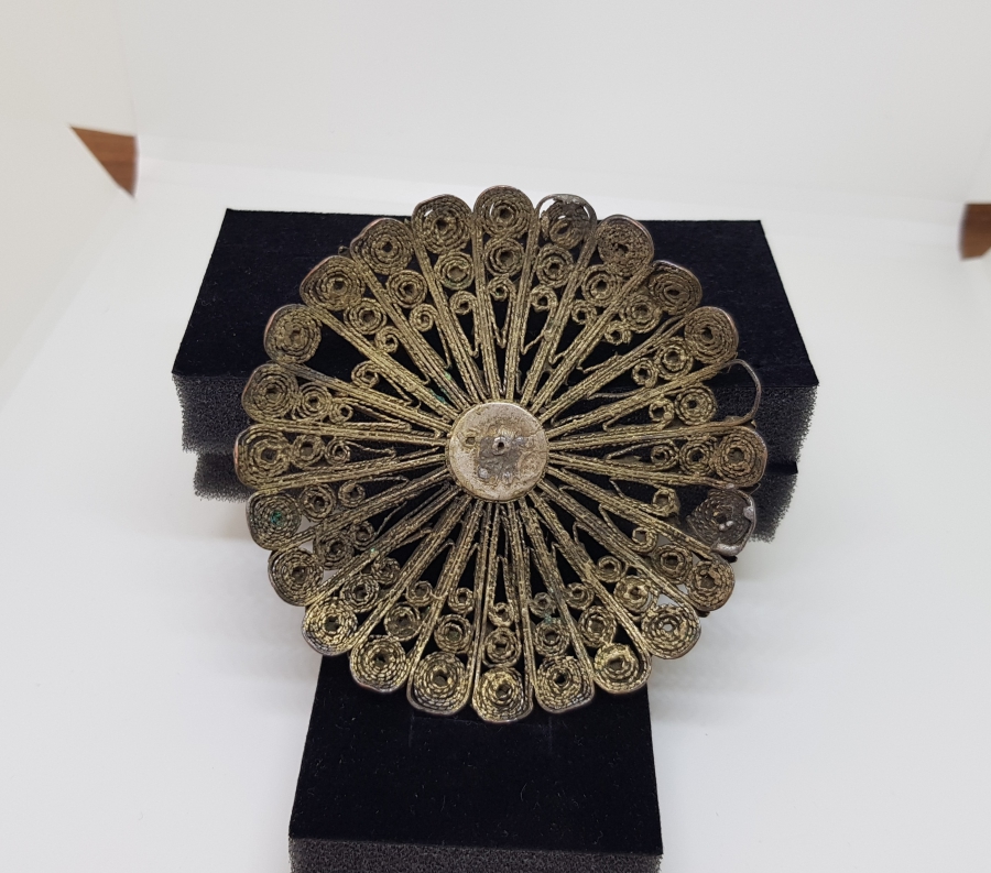 OSMANLI DÖNEMİ NADİR FORMDA TELKARİ İŞÇİLİKLİ GELİN TEPELİĞİ