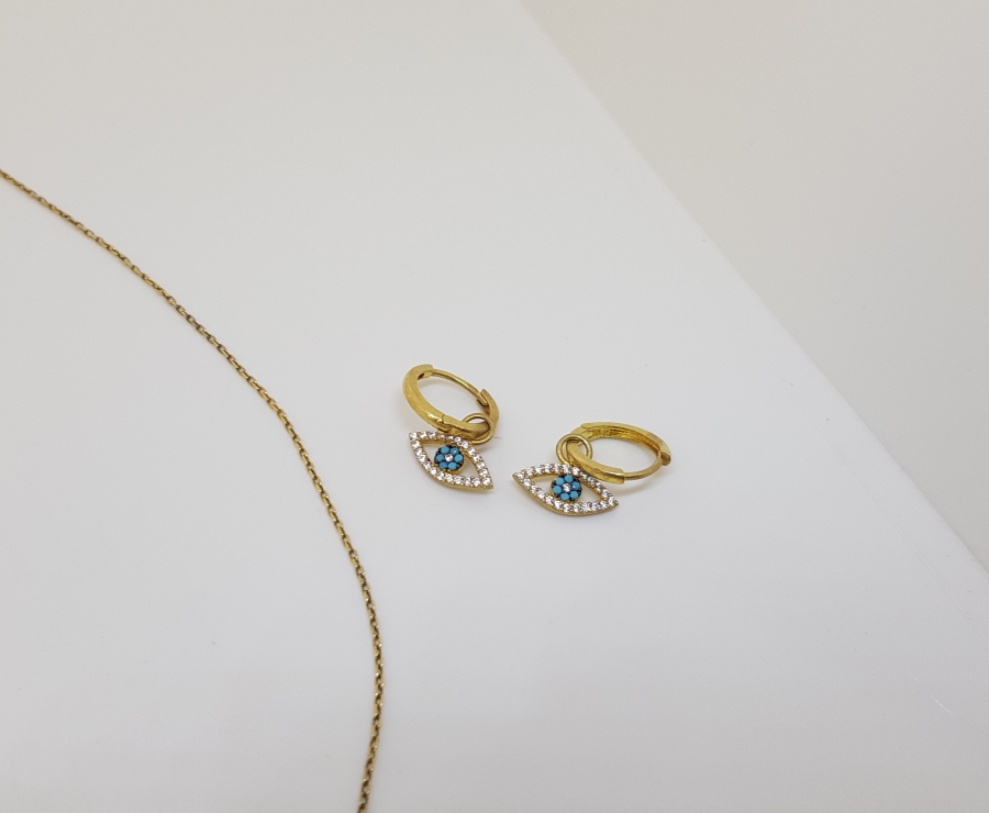 NAZARA KARŞI YAPILMIŞ ÖZEL YAPIM GÜMÜŞ KOLYE TAKIMI