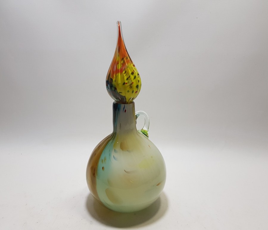 KUBBELİ FORMDA YAPILMIŞ ÜFLEME CAMDAN MAMUL ANTİKA MURANO ŞERBETLİK