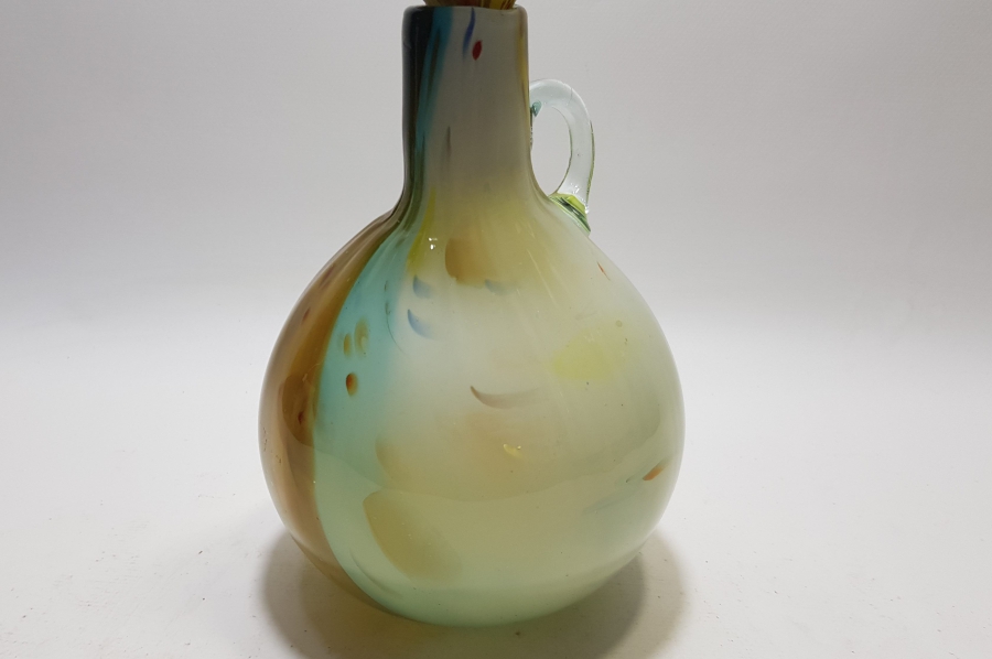 KUBBELİ FORMDA YAPILMIŞ ÜFLEME CAMDAN MAMUL ANTİKA MURANO ŞERBETLİK