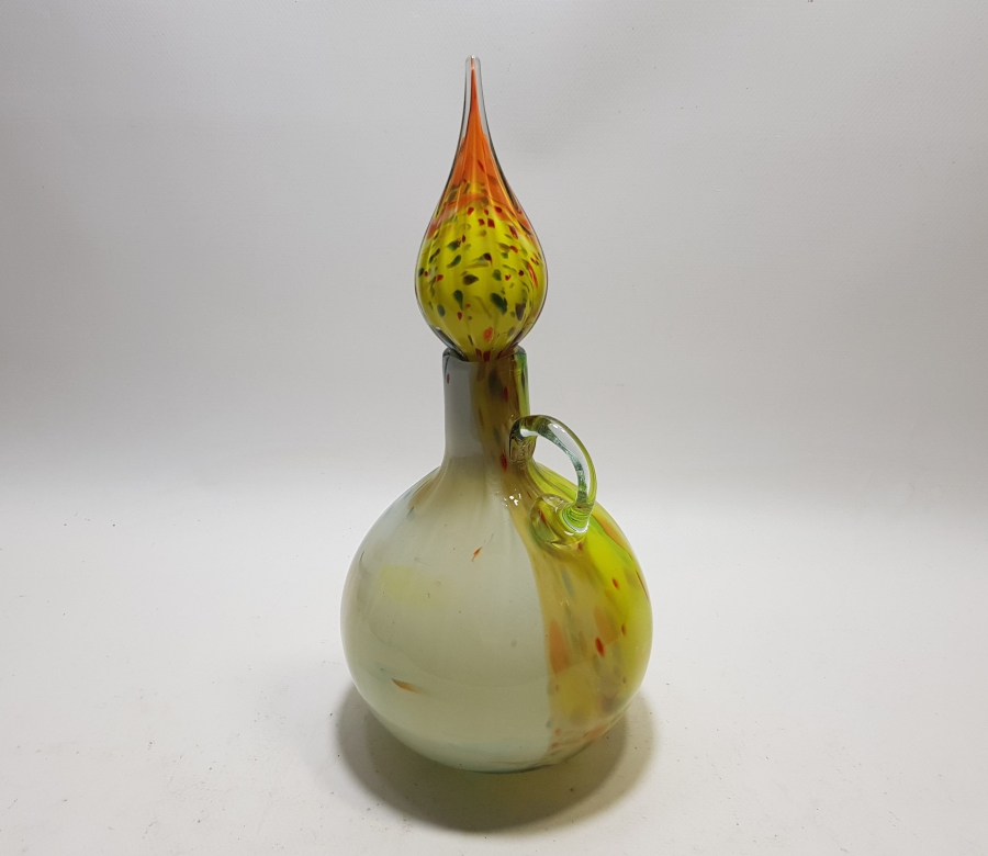 KUBBELİ FORMDA YAPILMIŞ ÜFLEME CAMDAN MAMUL ANTİKA MURANO ŞERBETLİK