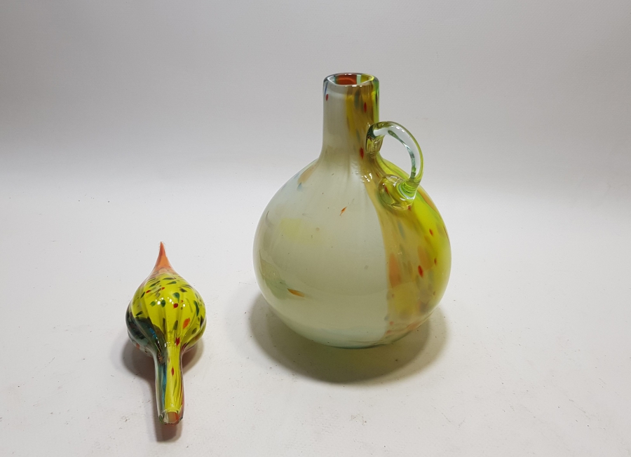 KUBBELİ FORMDA YAPILMIŞ ÜFLEME CAMDAN MAMUL ANTİKA MURANO ŞERBETLİK