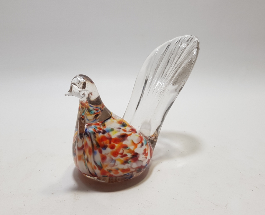 ÜFLEME CAMDAN MAMUL KOPARMA İŞÇİLİKLİ ANTİKA MURANO KUŞ FİGÜRÜ