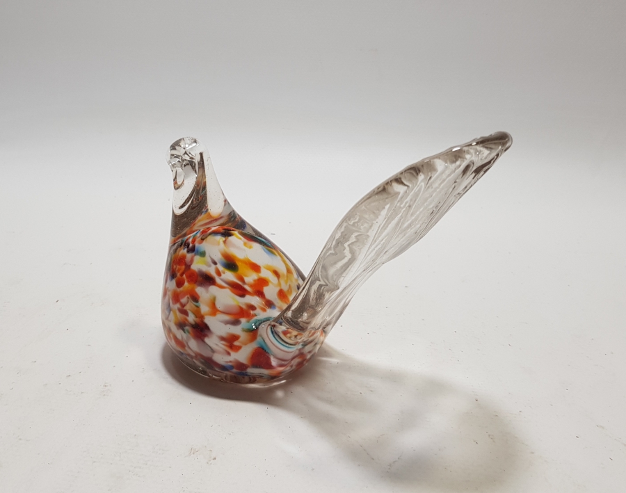 ÜFLEME CAMDAN MAMUL KOPARMA İŞÇİLİKLİ ANTİKA MURANO KUŞ FİGÜRÜ