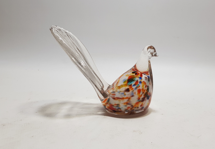 ÜFLEME CAMDAN MAMUL KOPARMA İŞÇİLİKLİ ANTİKA MURANO KUŞ FİGÜRÜ