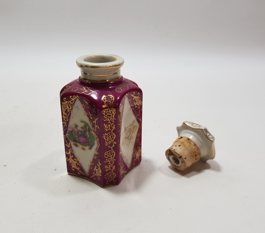 ÜZERİ ALTIN VARAKLI ANTİKA LİMOGES KOKU ŞİŞESİ