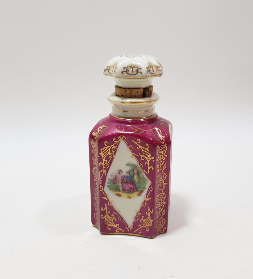 ÜZERİ ALTIN VARAKLI ANTİKA LİMOGES KOKU ŞİŞESİ