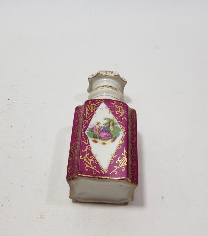 ÜZERİ ALTIN VARAKLI ANTİKA LİMOGES KOKU ŞİŞESİ