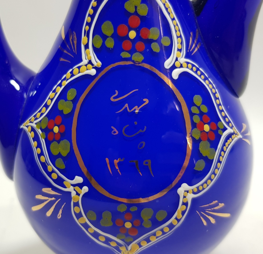 ÜFLEME CAMDAN MAMUL SANATÇI İMZALI EL BOYAMA ÖZEL YAPIM ANTİKA ZEMZEMLİK