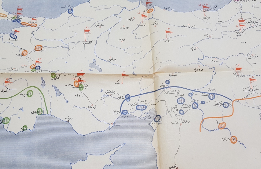 MİLLİ MÜCADELE DÖNEMİ ANADOLUNUN İŞGALİ KONULU NADİR OSMANLICA HARİTA