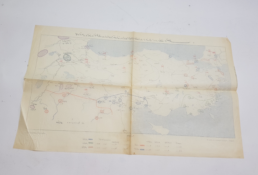 MİLLİ MÜCADELE DÖNEMİ ANADOLUNUN İŞGALİ KONULU NADİR OSMANLICA HARİTA
