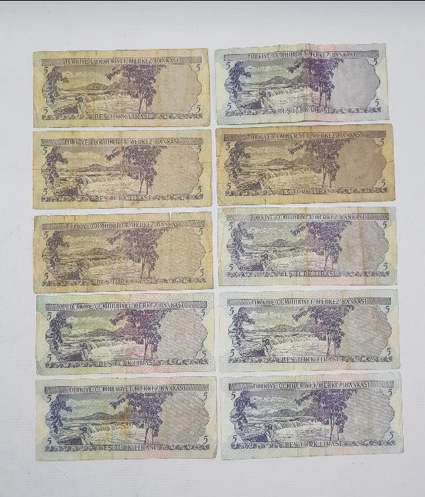 5. EMİSYON 10 ADET 5 LİRA