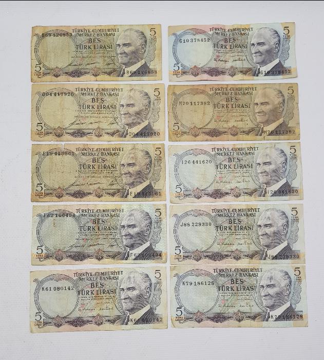 5. EMİSYON 10 ADET 5 LİRA