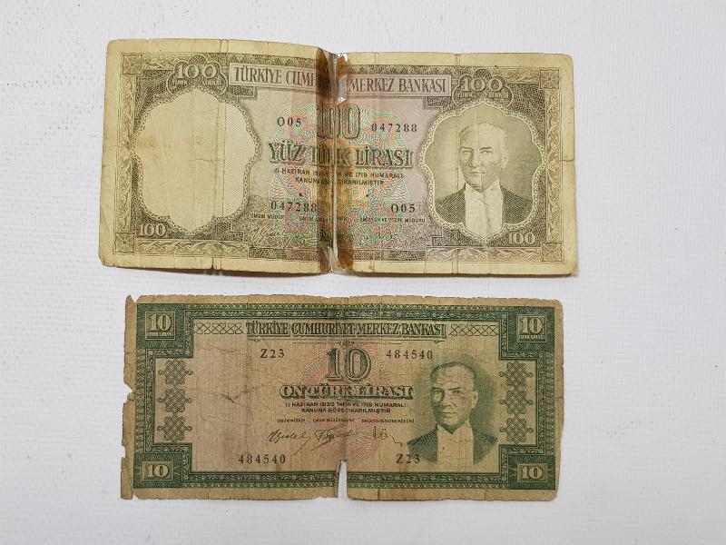 5. EMİSYON 10 VE 100 LİRA KAĞIT PARA LOTU