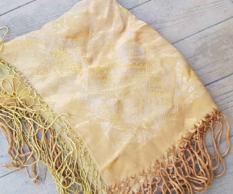 OSMANLI DÖNEMİ AY YILDIZLARLA SÜSLÜ İPEK BAŞÖRTÜSÜ