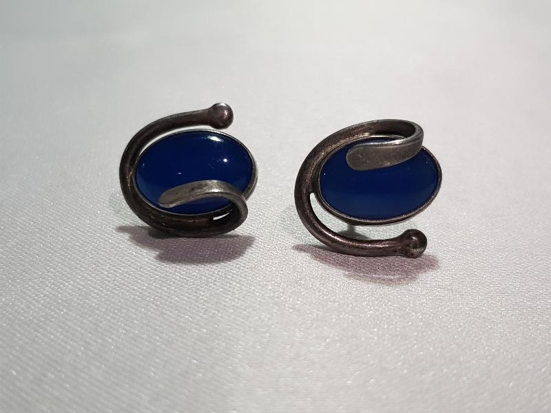 MAVİ AKİK TAŞLI GÜMÜŞ KÜPE