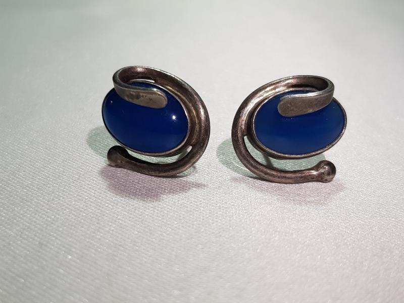 MAVİ AKİK TAŞLI GÜMÜŞ KÜPE