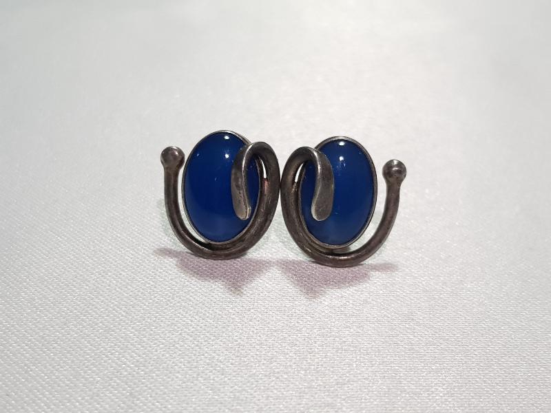 MAVİ AKİK TAŞLI GÜMÜŞ KÜPE