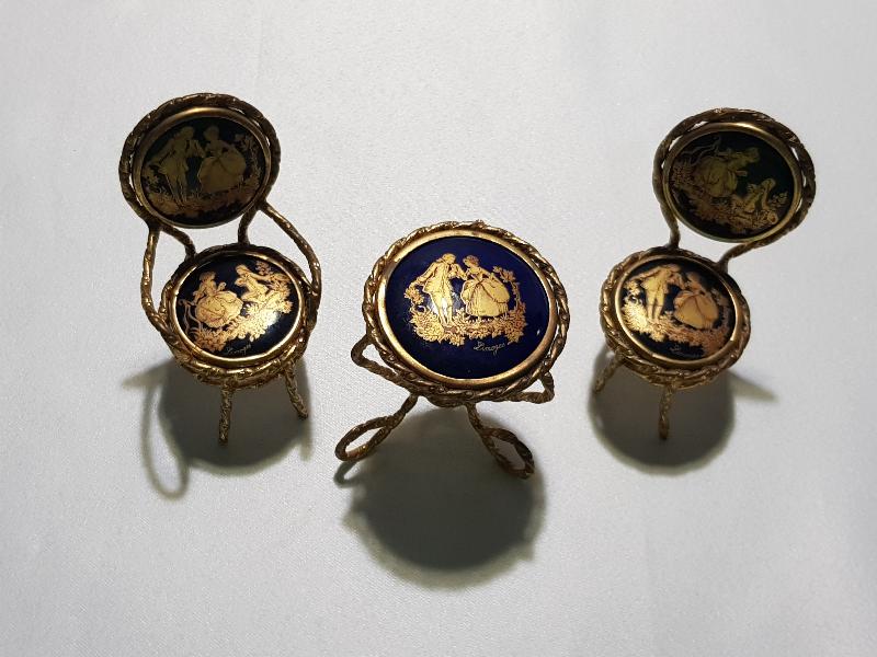 LİMOGES MİNYATÜR MASA VE SANDALYE BİBLOSU