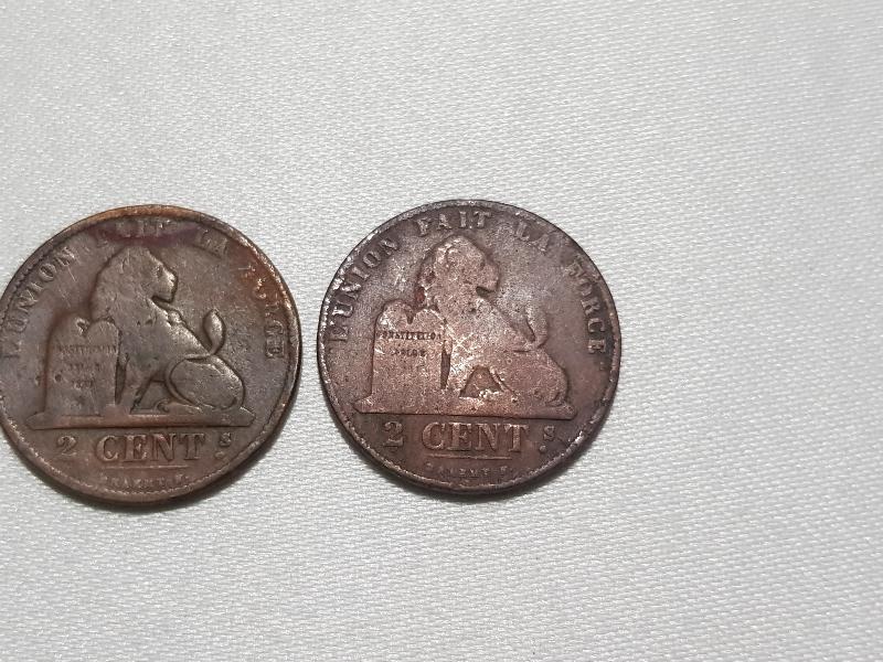 1870LERDEN İKİ ADET BELÇİKA 2 CENT