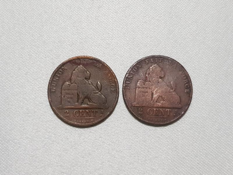 1870LERDEN İKİ ADET BELÇİKA 2 CENT