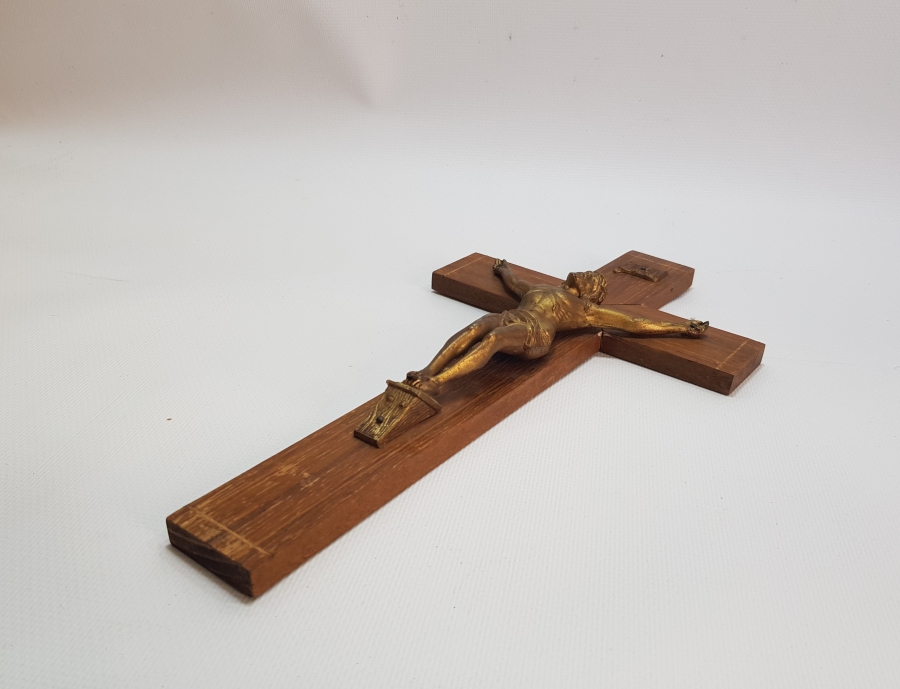 ANTİKA HIRİSTİYAN İŞİ ÇARMIHA GERİLMİŞ HAZRETİ İSA HAYKELİ