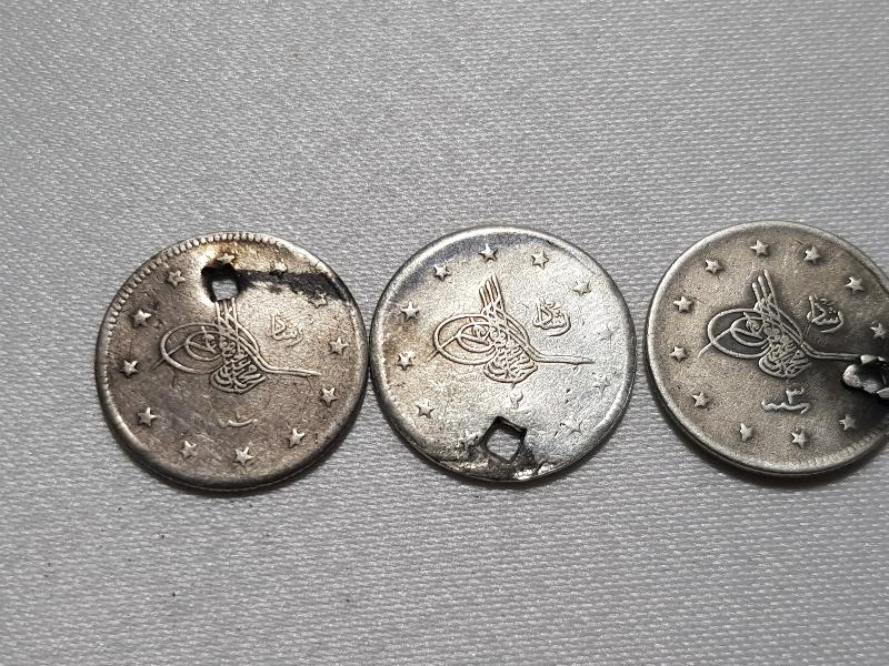 SULTAN MEHMET REŞAT DÖNEMİ 3 ADET GÜMÜŞ 2 KURUŞ
