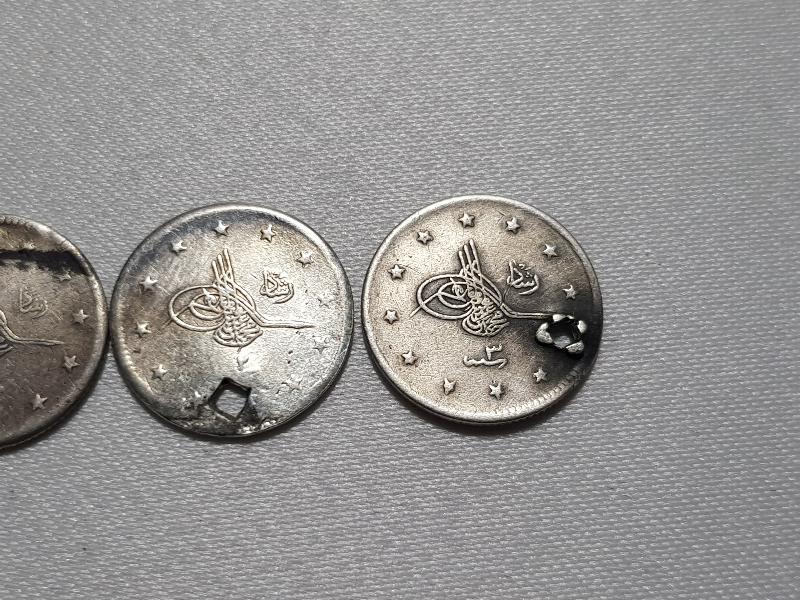 SULTAN MEHMET REŞAT DÖNEMİ 3 ADET GÜMÜŞ 2 KURUŞ