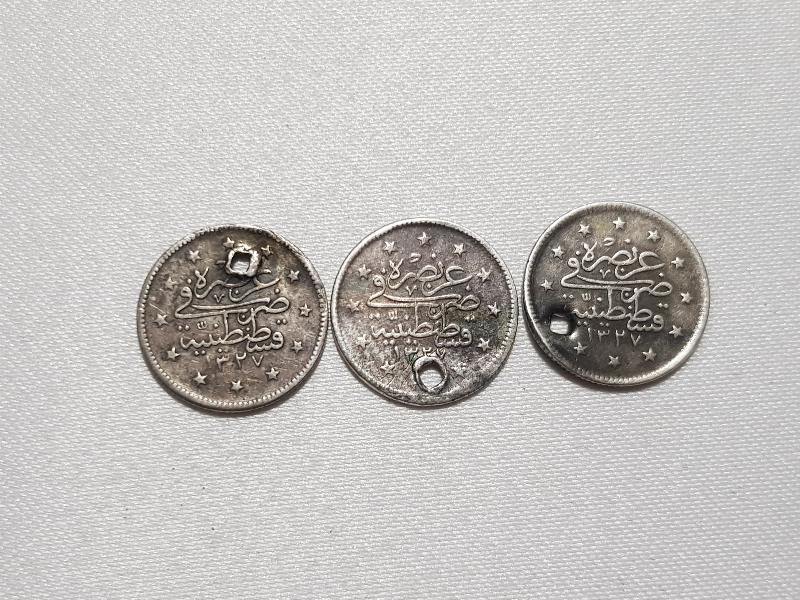 SULTAN MEHMET REŞAT DÖNEMİ 3 ADET GÜMÜŞ 2 KURUŞ