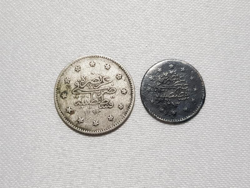 SULTAN ABDÜLHAMİT DÖNEMİ GÜMÜŞ 1 KURUŞ VE 2 KURUŞ