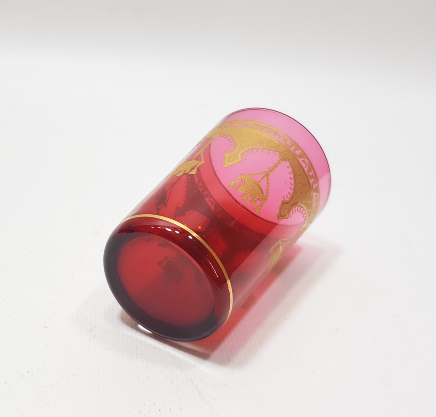 OSMANLI DÖNEMİ HİLAL VE KANDİL RESİMLİ ALTIN YALDIZLI ŞERBET BARDAĞI