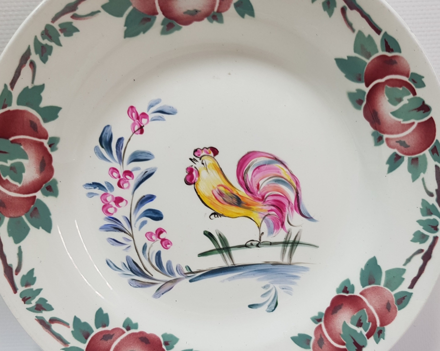 OSMANLI DÖNEMİ HOROZLU PORSELEN TABAK