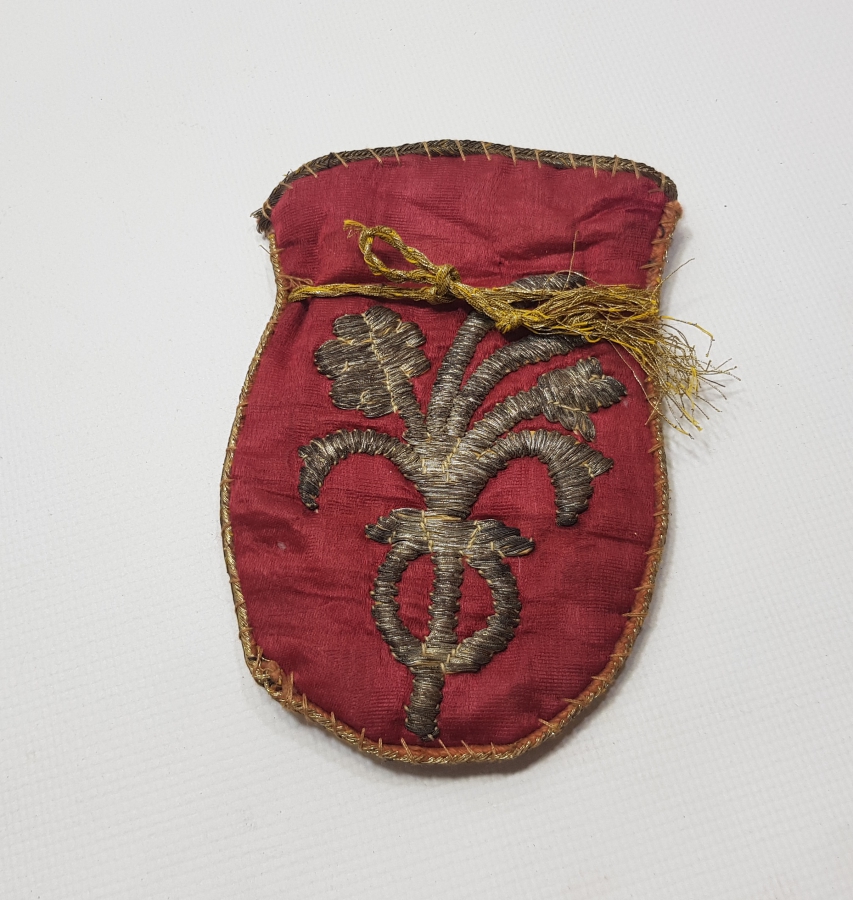 OSMANLI DÖNEMİ GÜMÜŞ SIRMA İŞLEMELİ İPEK PARA KESESİ